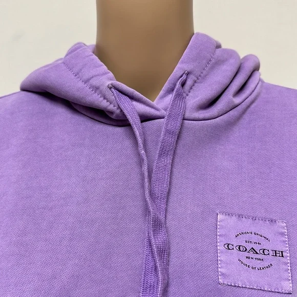 Coach Garment Dye Cropped Hoodie, Lavender, size XS with Coach patch on chest - Picture 3 of 9